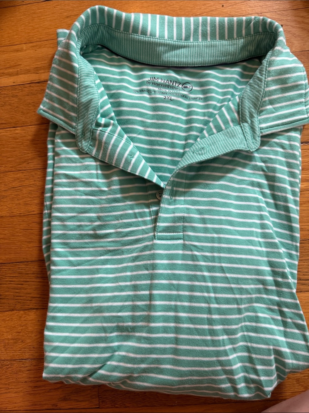 Vineyard Vines Seafoam and White Striped Polo